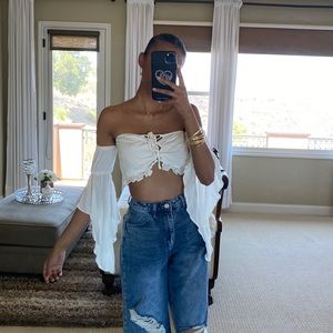 Nasty Gal Off the Shoulder Crop Top